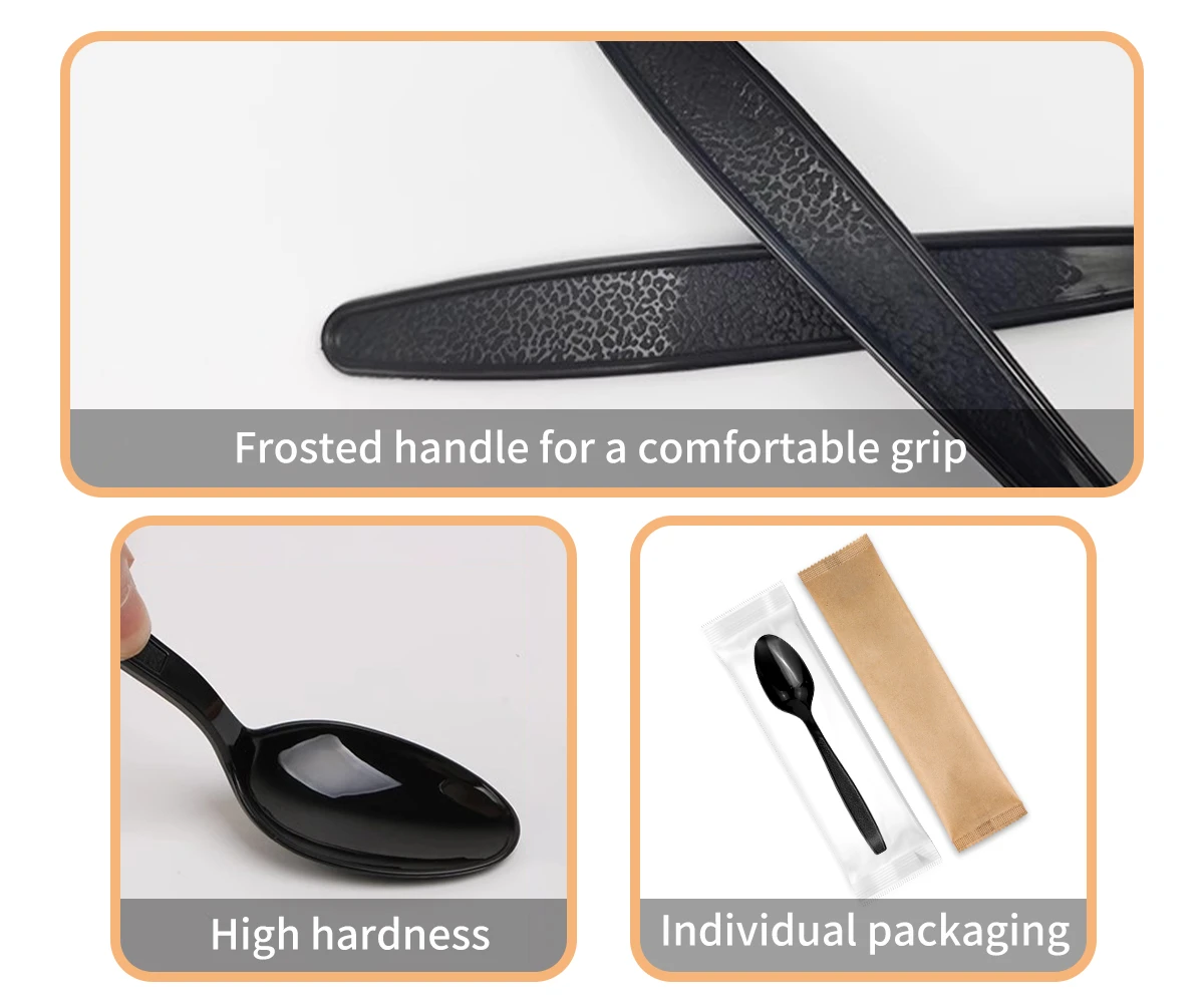 plastic black spoon details plastic black spoon details